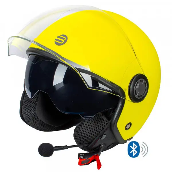 Kit Coppia Rapid Connect III Giallo Fluo Opaco - 2 Caschi Jet Befast Con Interfono Integrato 2 Kit Coppia Rapid Connect III Giallo Fluo Opaco - 2 Caschi Jet Befast Con Interfono Integrato - immagine 2