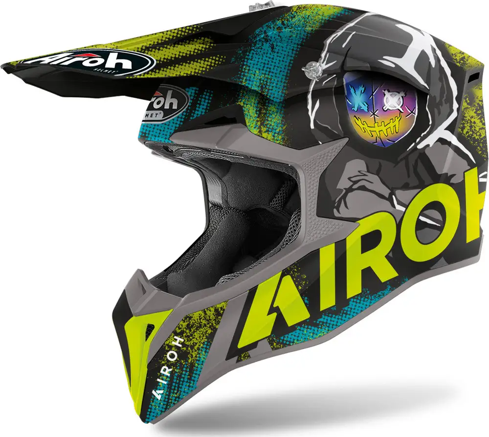 Casco Cross Airoh Wraap Alien Giallo Opaco 1 Casco Cross Airoh Wraap Alien Giallo Opaco