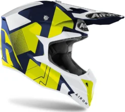 Casco Cross Airoh Wraap Raze Blu Giallo Bianco -Accessori Per Motociclette casco cross airoh wraap raze blu giallo bianco3