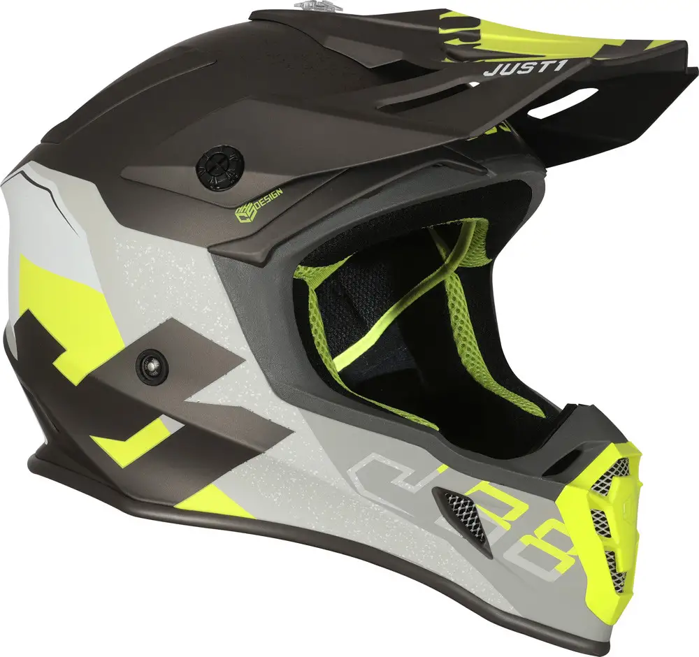 Casco Cross JUST1 J38 KORNER Giallo Fluo Titanio 3 Casco Cross JUST1 J38 KORNER Giallo Fluo Titanio - immagine 3