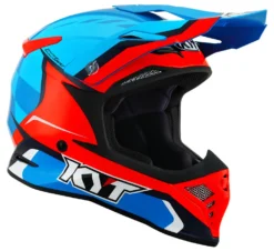 Casco Cross Kyt SKYHAWK GLOWING In Fibra Blu Arancione Fluo