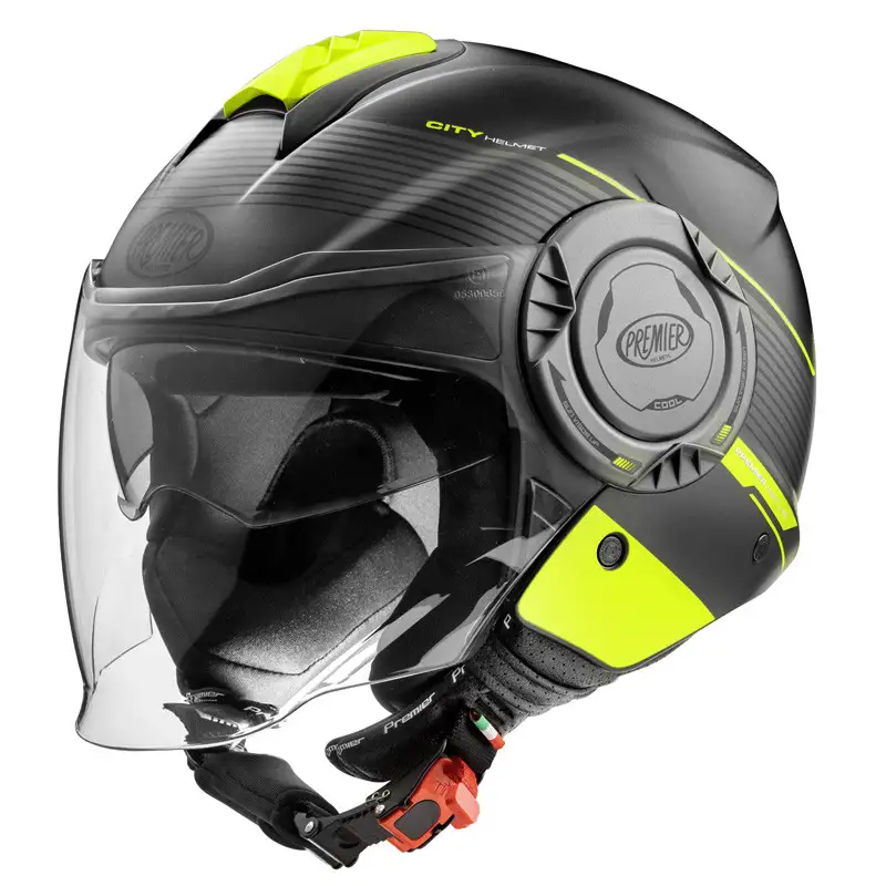 Premier® Casco Jet Premier COOL EVO CH Y 9 BM Nero Giallo Fluo Opaco