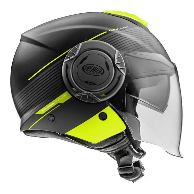 Premier® Casco Jet Premier COOL EVO CH Y 9 BM Nero Giallo Fluo Opaco - immagine 2