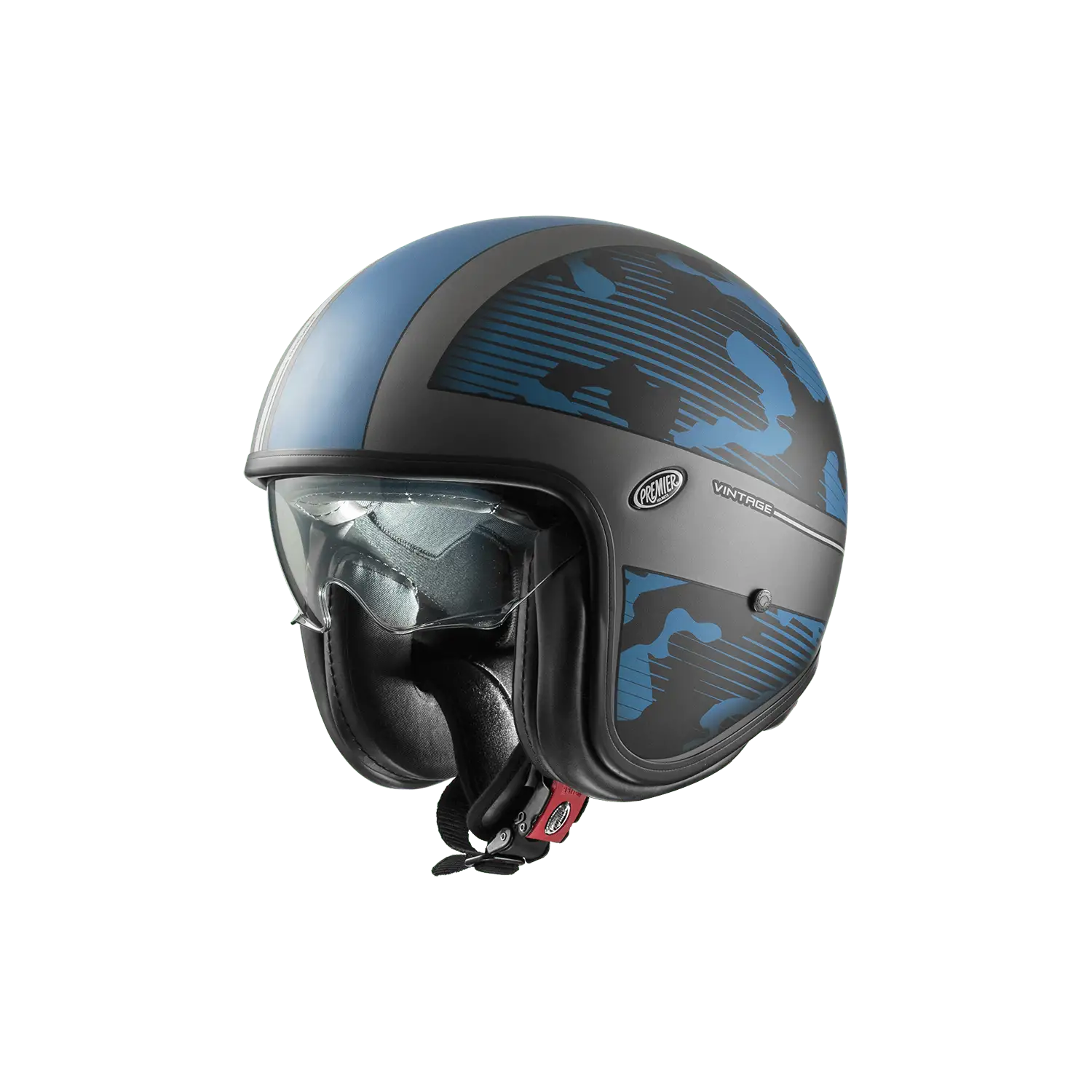 Premier® Casco Jet Premier VINTAGE DX 12 BM 22.06 In Fibra Blu Grigio 2 Premier® Casco Jet Premier VINTAGE DX 12 BM 22.06 In Fibra Blu Grigio - immagine 2