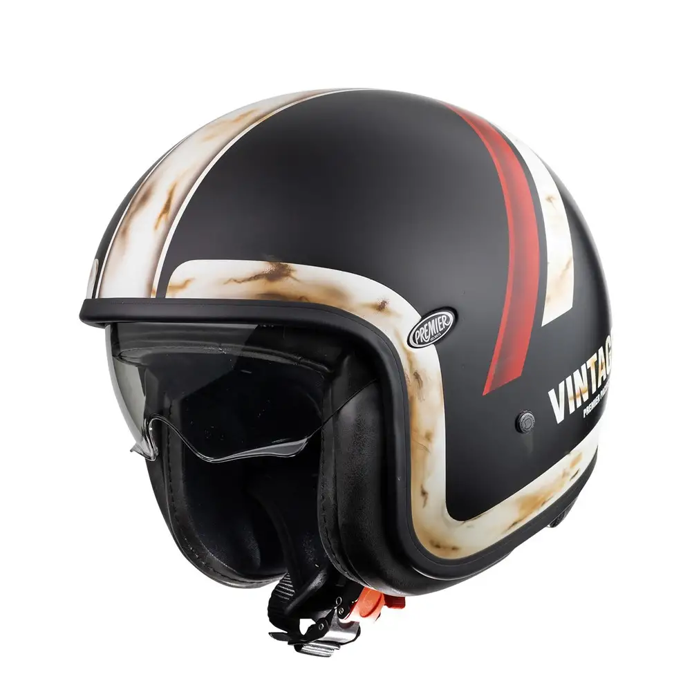 Premier® Casco Jet Premier VINTAGE EVO DO92 OS BM Nero Bianco Rosso