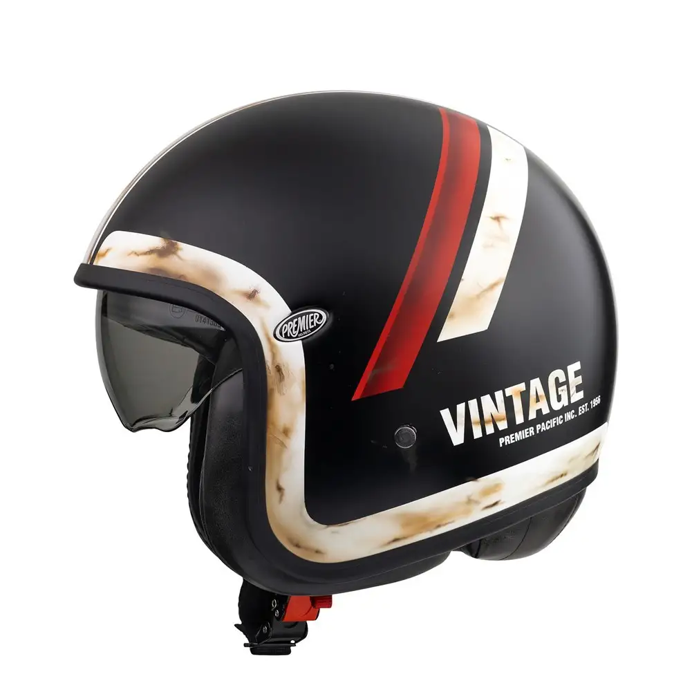 Premier® Casco Jet Premier VINTAGE EVO DO92 OS BM Nero Bianco Rosso - immagine 2