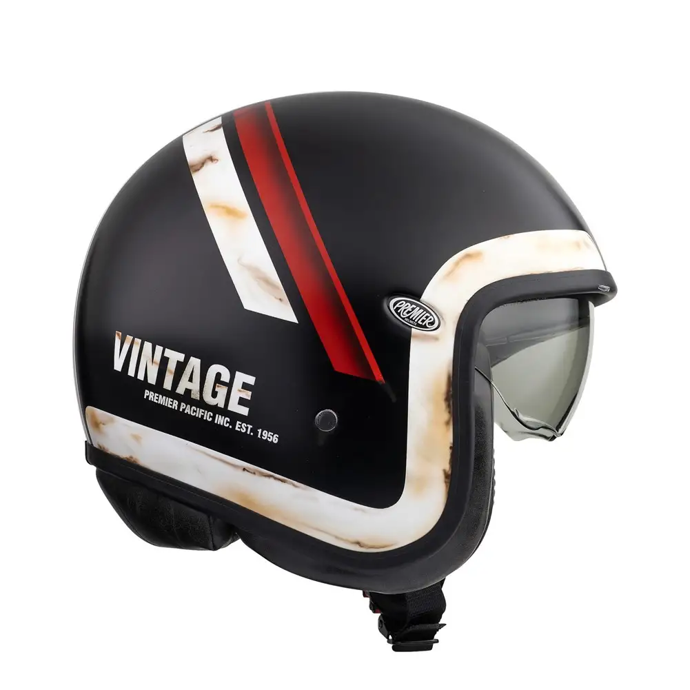 Premier® Casco Jet Premier VINTAGE EVO DO92 OS BM Nero Bianco Rosso - immagine 3