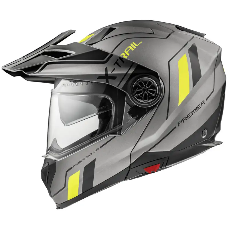Premier® Casco Modulare Premier XTRAIL XTY BM Grigio Nero Giallo Fluo Opaco 2 Premier® Casco Modulare Premier XTRAIL XTY BM Grigio Nero Giallo Fluo Opaco - immagine 2