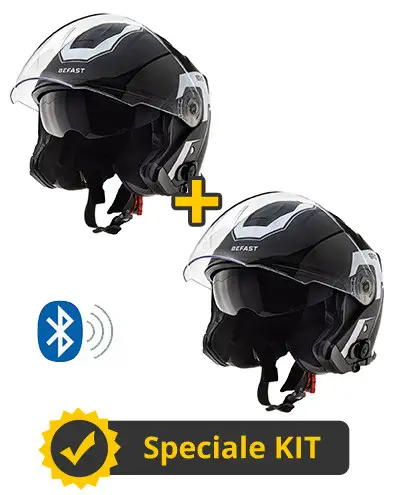 Kit Coppia JET Connect Bianco Nero - 2 Caschi Jet Befast JET Connect Con Interfono Integrato 1 Kit Coppia JET Connect Bianco Nero - 2 Caschi Jet Befast JET Connect Con Interfono Integrato