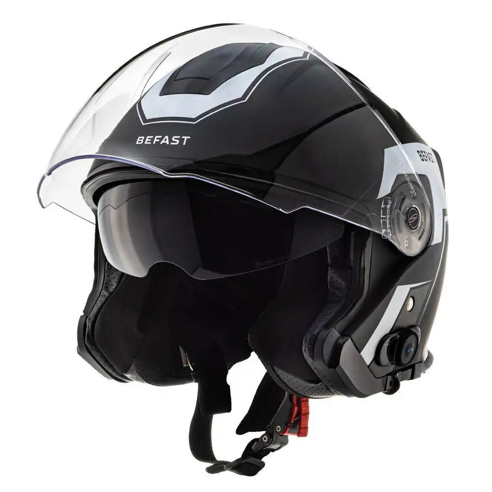 Kit Coppia JET Connect Bianco Nero - 2 Caschi Jet Befast JET Connect Con Interfono Integrato 2 Kit Coppia JET Connect Bianco Nero - 2 Caschi Jet Befast JET Connect Con Interfono Integrato - immagine 2