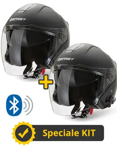Kit Coppia JET Connect Nero - 2 Caschi Jet Befast JET Connect Con Interfono Integrato 1 Kit Coppia JET Connect Nero - 2 Caschi Jet Befast JET Connect Con Interfono Integrato