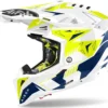 Casco Cross Airoh Aviator 3 Spin Giallo Blu Lucido