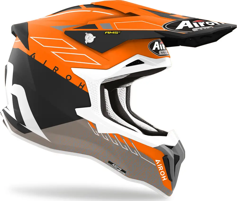 Casco Cross Airoh Strycker Skin In Fibra Arancio Opaco 2 Casco Cross Airoh Strycker Skin In Fibra Arancio Opaco - immagine 2