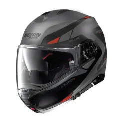 Casco Modulare Nolan N100-5 Plus Milestone N-com Grigio Rosso