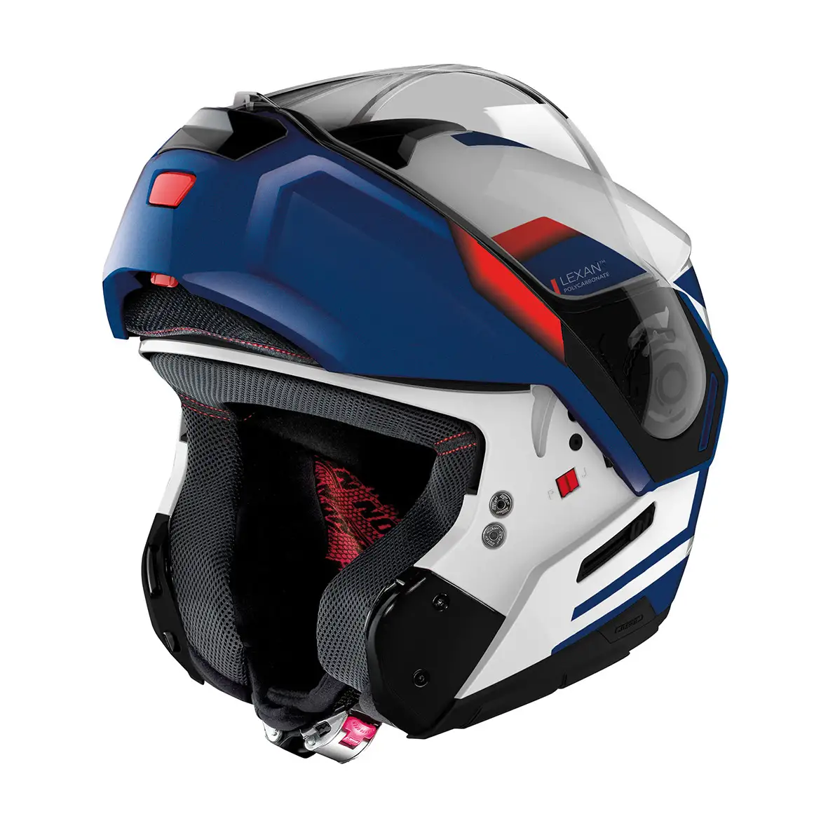 Casco Modulare Nolan N90-3 Reflector N-com Bianco Blu Rosso 4 Casco Modulare Nolan N90-3 Reflector N-com Bianco Blu Rosso - immagine 4