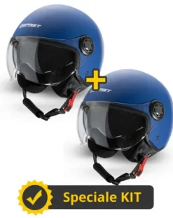 Kit Coppia Rapid II Blu Opaco - 2 Caschi Jet Befast Doppia Visiera