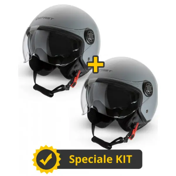 Kit Coppia Rapid III Grigio Opaco - 2 Caschi Jet Befast Doppia Visiera 1 Kit Coppia Rapid III Grigio Opaco - 2 Caschi Jet Befast Doppia Visiera